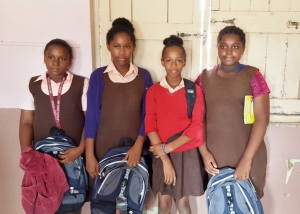 Students with their new back packs.